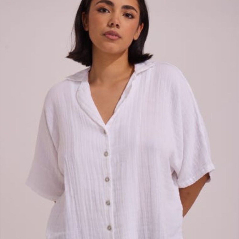NWT Blanc du Nil XL White Gauze Shirt